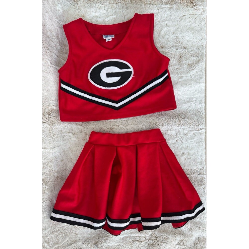 Little King Georgia Bulldogs Toddler Girls 2-Piece Cheerleader Set Uniform Red 4